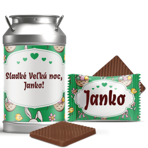 #702 Veľkonočné mini čokoládky v dózičke s vlastným textom