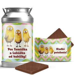 #708 Veľkonočné mini čokoládky v dózičke s vlastným textom