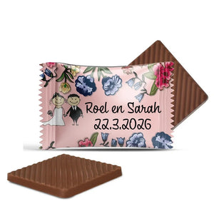 #B19E Mini chocolaatjes met eigen tekst voor bruiloften