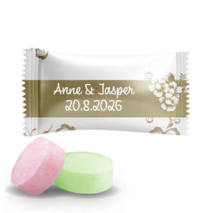 #B211E Fruitbonbons met eigen tekst voor bruiloften