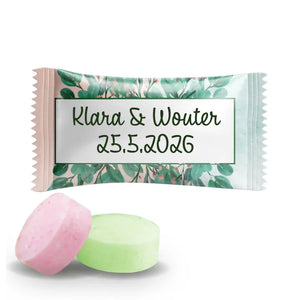 #B217E Fruitbonbons met eigen tekst voor bruiloften